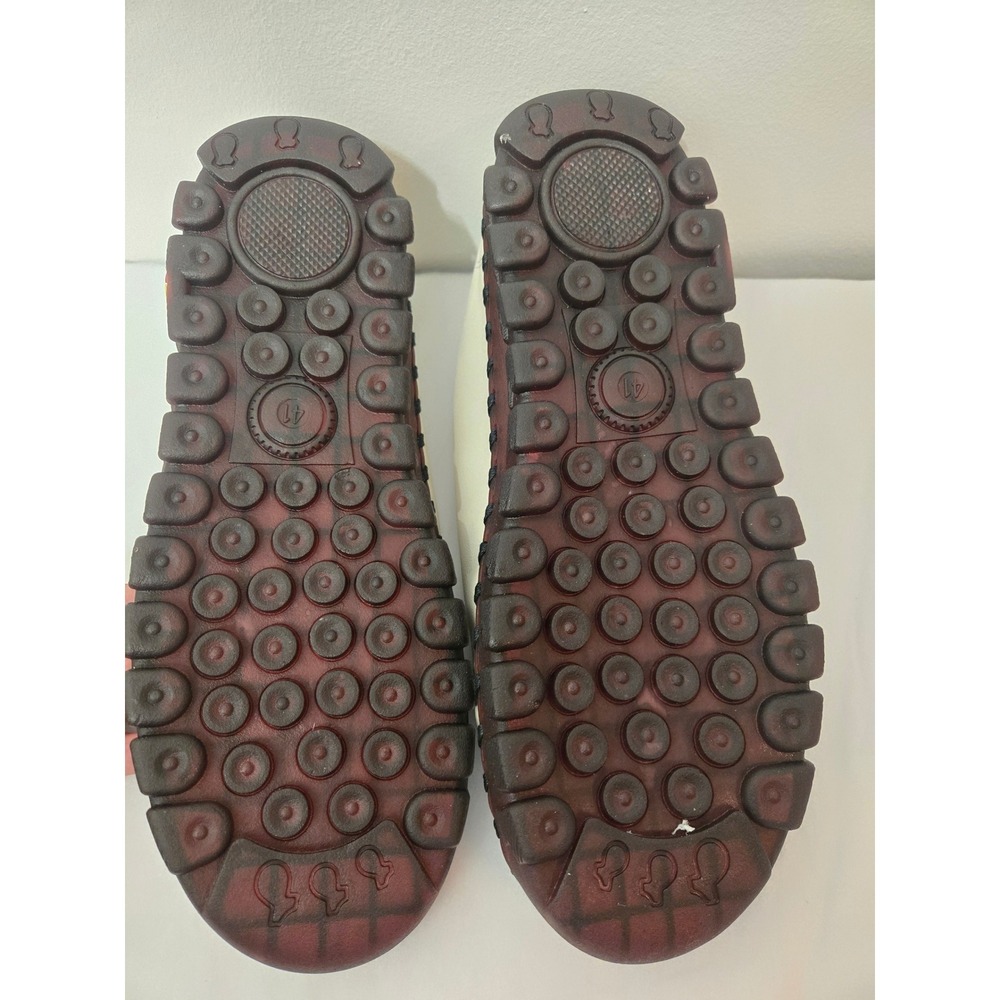 OY Cream Leather Casual Comfort Loafers Shoes Brown Stitching Accents - Picture 3 of 6